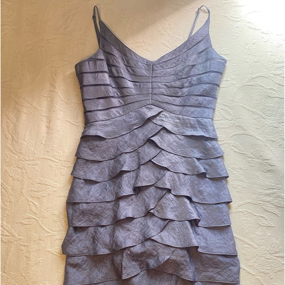 Adrianna Papell Lavender Tiered Ruffle Midi Dress with matching jacket